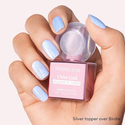 Dashing Diva One Gel Color & Magnetic Topper Duo - Birdie & Silver Glitter Topper - 3-in-1 Base Coat, Nail Color & Top Coa...