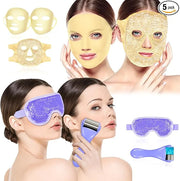 Ice Face Mask and Eye Ice Roller 5Pack Beauty Skin Care Tools Set, Eye Mask for Dry Eyes Face Depuffer Wrinkles and Liftin...