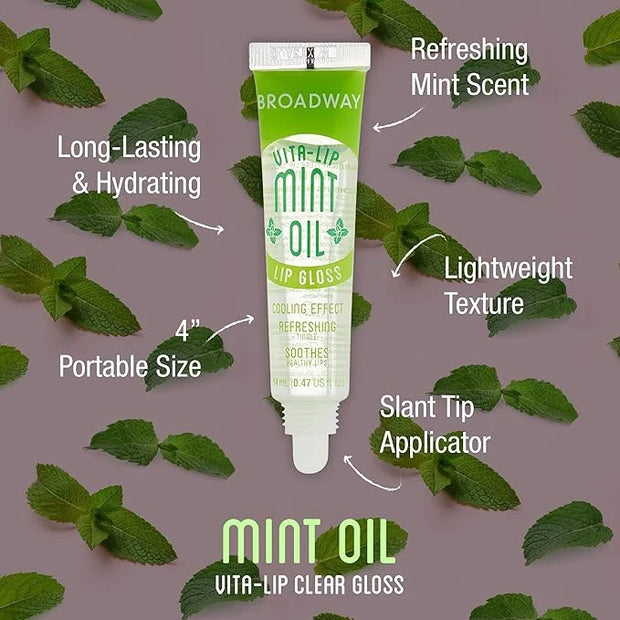 Ruby Kisses Broadway Vita-Lip Clear Lip Gloss (Mint Oil 3 Pack), Ultra-Hydrating & Soothing Formula with Vitamin Oils, Hig...