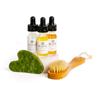 Healing Happy Method – Natural Skincare Trial Kit | 15ml Cleanser, Toner & Moisturizer + Face Brush & Gua Sha | Compact Fa...