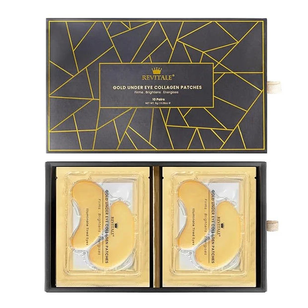 24k Gold Under Eye Collagen Patches, Reduce Puffy Eyes & Dark Circles, Illuminate Tired Eye Masks - Firms, Brightens, Ener...