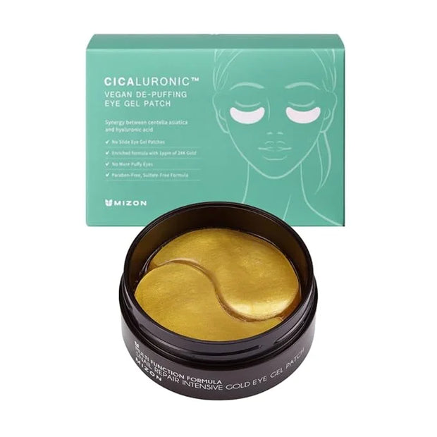 MIZON Snail Gold Eye Gel Patches + Cicaluronic Vegan De-puffing Eye Patches. Intensive eye skincare, anti-wrinkle, de-puff...