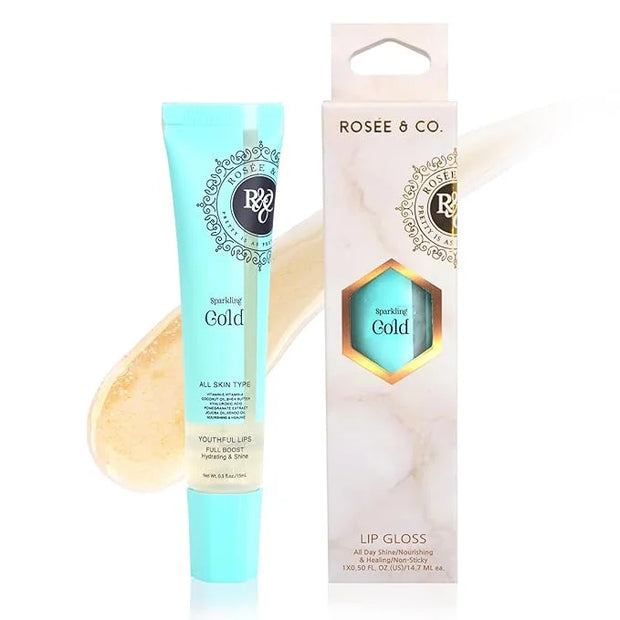 ROSÉE & CO Rosee Lip Gloss Vegan & Cruelty Free Treatment, Professional Make up, Long Lasting Glossy with Shea Butter, Moi...