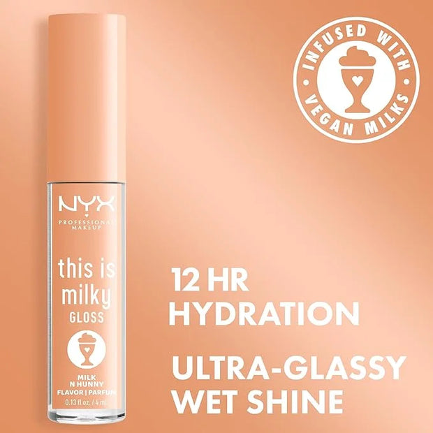 NYX PROFESSIONAL MAKEUP This Is Milky Gloss, Lip Gloss with 12 Hour Hydration, Vegan - Milk & Hunny (Honey Nude) - Product...