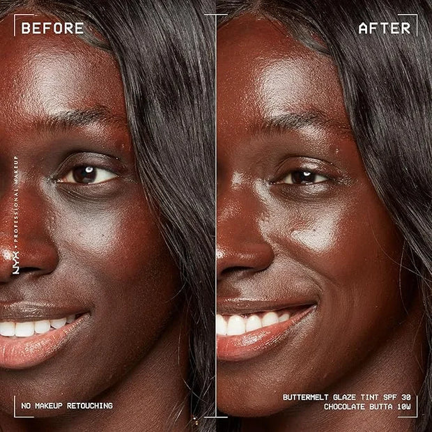 NYX PROFESSIONAL MAKEUP Buttermelt Glaze Soft Glow Skin Tint + SPF 30, Up To 12HR Wear, 10 Chocolate Butta - Product Image