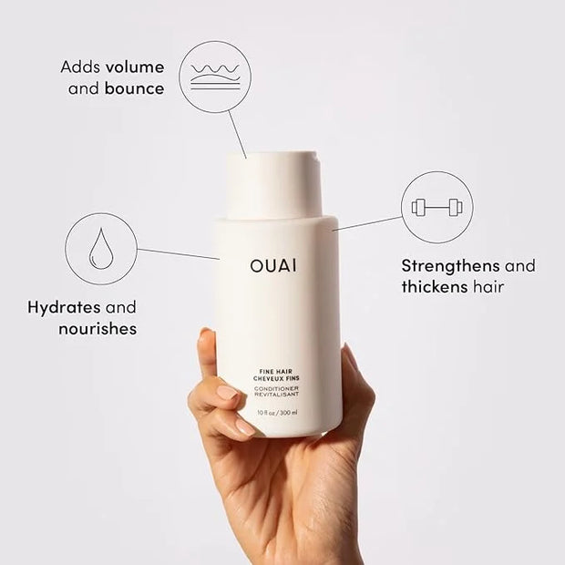 OUAI Fine Shampoo and Conditioner Set - Sulfate Free Shampoo and Conditioner for Fine Hair - Made with Keratin, Marshmallo...