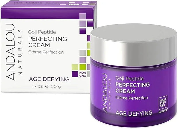 Andalou Naturals Goji Peptide Perfecting Cream, Age Defying Face Cream, Resveratrol CoQ10 Face Moisturizer, Supports Skin ...