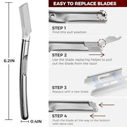 ZOMCHI Eyebrow Razor and Face Razor for Women and Men, Reusable Metal Handle with 11 Refill Blades, Dermaplane Razor with ...