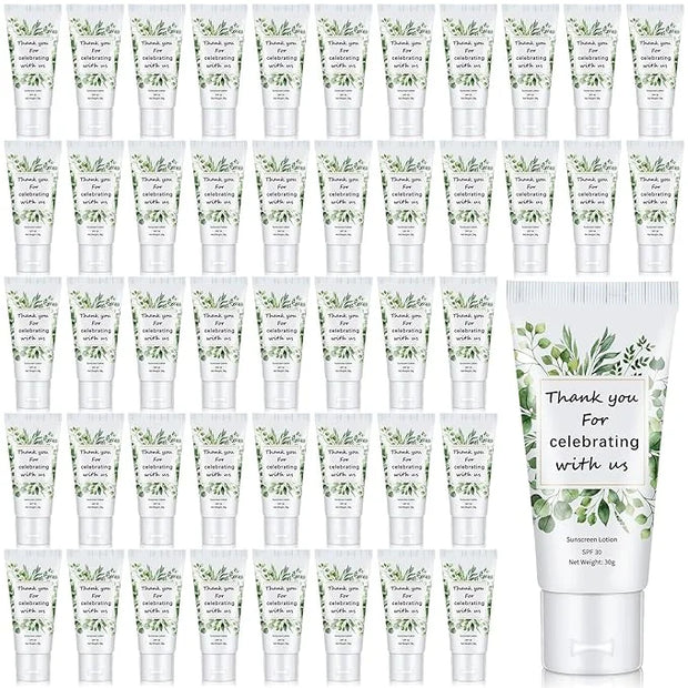 48 Pcs Mini Sunscreen Bulk for Summer Wedding Party SPF 30 Water Resistant Sunscreen Lotion Bulk 1oz Travel Size for Thank...