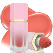 Liquid Blush for Cheeks, Soft Cream Blush with Cushion Applicator, Dewy Finish Matte Velvet Texture, High-Pigmented Blenda...