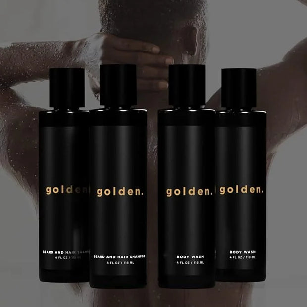 Golden Grooming Co. 3-in-1 Men's Body Wash - Hair & Beard Shampoo - Cleanses, Hydrates, Softens - Body Wash for All Skin T...