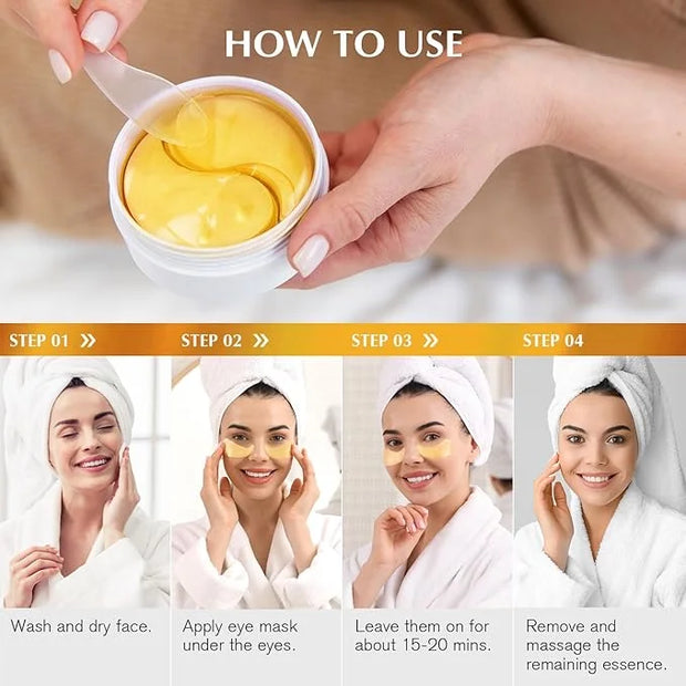 Enaskin Naturals Under Eye Patches Dark Circles Under Eye Masks for Puffiness - 24K Gold Eye Gel Pads Retinol Collagen Hya...