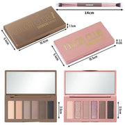 2PCS 6 Colors Mini Naked Eyeshadow Palette Makeup with Brush Set Neutral Nude Eye Shadow Pink & Brown Matte Shimmer Make U...