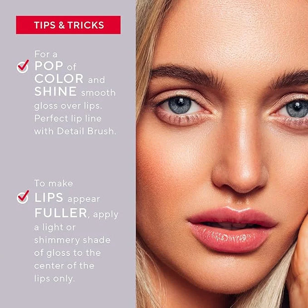 Mirabella Luxe Advanced Lip Gloss, Hydrating Non-Sticky High-Shine Lip Gloss for Women, Infused with Vitamin E & Jojoba Oi...