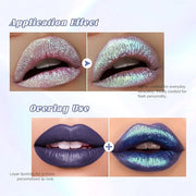 Green Glitter Lip Gloss Liquid Lipstick, Diamond Shimmer Metallic Sparkly Iridescent Chameleon Lip Gloss Gift for Women, L...