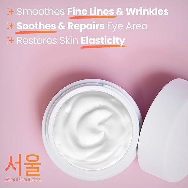 SeoulCeuticals Korean Snail Mucin Eye Cream - 97.5% Snail Filtrate K Beauty Anti Aging Under Eye Anti Wrinkle Eye Treatmen...
