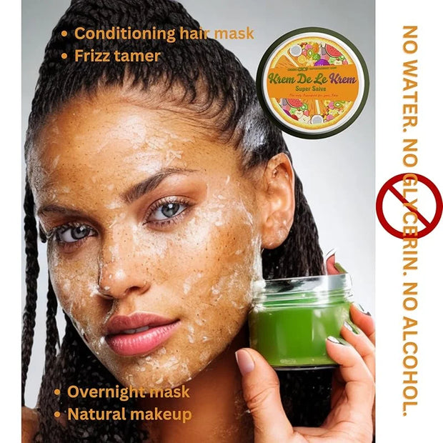 Face & Body Moisturizer for Women & Men, Dry Skin, Hands, Hair, Eye Salve, Bum, All in One | Krem De Le Krem | Made of Oli...