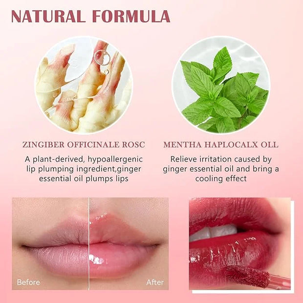 Hydrating Lip Glow Oil, Lip Plumper Gloss Lip Tint Stain, Pigmented Plumping Lip Gloss, Nourishing Non-Sticky Vegan, Gloss...