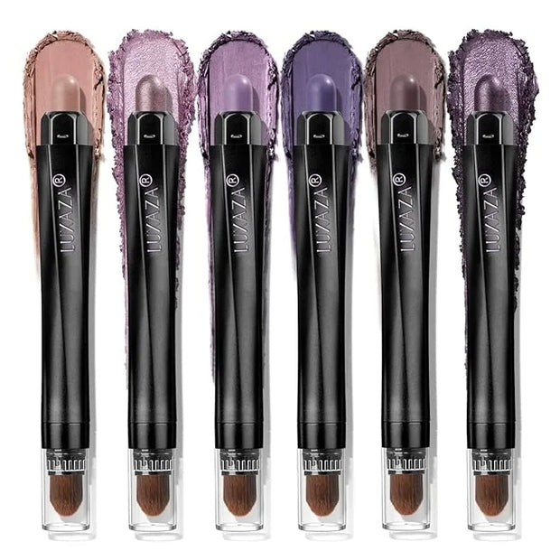 Neutral Eyeshadow Stick Makeup Set, Metallic Shimmer Matte Cream Eye Shadow Eyeliner Brightener Pencil Crayon - Classic 6P...