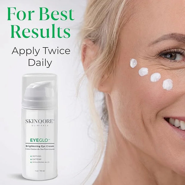 EyeGLO Caffeine Eye Cream for Dark Circles, Eye Bags, and Puffiness | UnderEye Treatment for Women with Peptides, Antioxid...