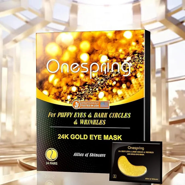 Under Eye Patches (24 Pairs) - Gifts for Women - Golden Under Eye Mask for Dark Circles, Puffiness & Wrinkles, Eye Gels Pa...