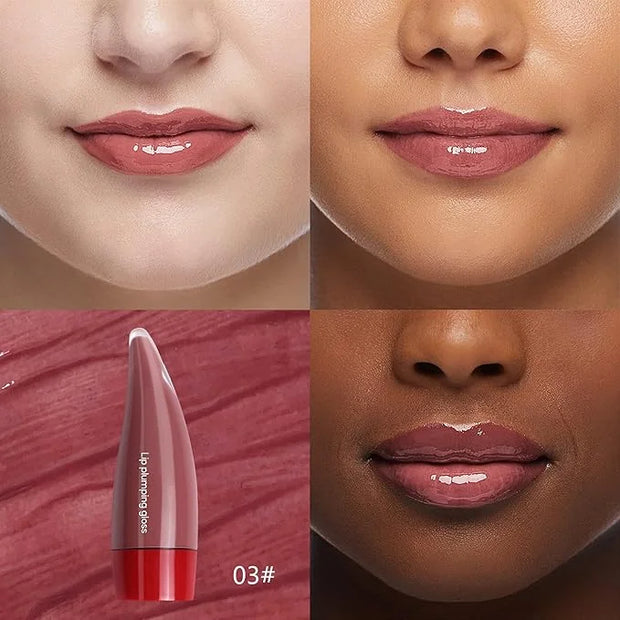 Hydrating Lip Glow Oil, Lip Plumper Gloss Lip Tint Stain, Pigmented Plumping Lip Gloss, Nourishing Non-Sticky Vegan, Gloss...