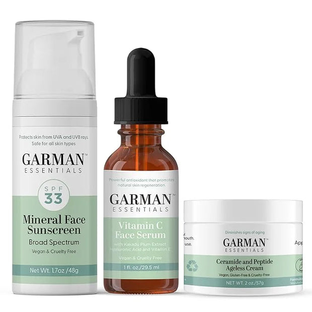Mineral Sunscreen Lotion SPF 33 1.7 fl oz & Vitamin C Serum for Face, Hyaluronic Acid 1 Fl Oz & Ceramide and Peptide agele...