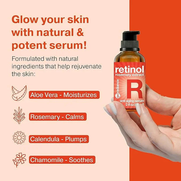 2X BIGGER 2OZ, Go Radiance 1% Retinol Serum for Face, Dark Spot Remover for Face, Anti Aging Serum, Pure Retinol for Face,...