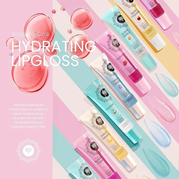 ROSÉE & CO Rosee Lip Gloss Vegan & Cruelty Free Treatment, Professional Make up, Long Lasting Glossy with Shea Butter, Moi...