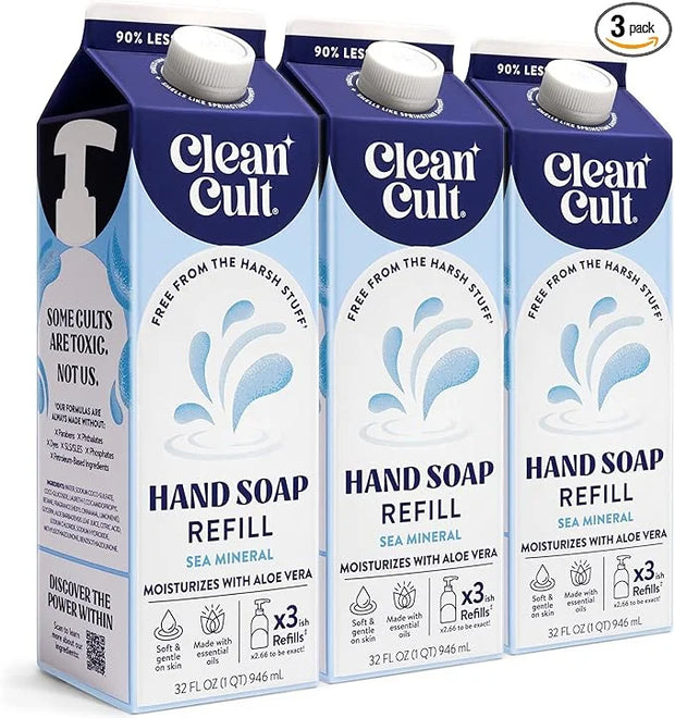 Cleancult - Liquid Hand Soap Refills - Sea Minerals - Gentle On Sensitive Skin - Made with Aloe Vera & Essential Oils - Ec...