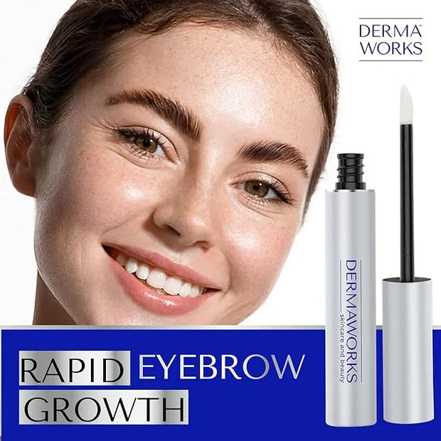DERMAWORKS Advanced Eyebrow Growth Serum – Rapid Brow Enhancer for Fuller, Thicker & Defined Eyebrows – Castor Oil Alterna...