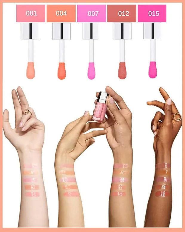 Hydrating Plumping Lip Glow Oil,Tinted Lip Gloss Lip Stain,Glow Reviver Lip Oil,Long Lasting Moisturizing Clear Lip Plumpi...