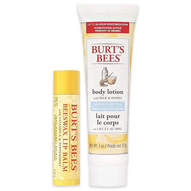Burts Bees Hive Favorites Kit - Beeswax Unisex 2021-0.15oz Beeswax Lip Balm, 1.0oz Body Lotion with Milk and Honey, 2 Piec...