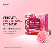 Pink Vita Brightening Eye Mask 60 Pieces (30pairs) - Rose and Vitamin B Eye Patch, Soft Bamboo Sheet Mask, Evens Skin Tone...