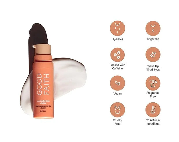 GOOD FAITH - Smoothing Eye Cream with Caffeine - 0.5 fl. oz - Helps Hydrate & Brighten Dark Circles - Reduces Fine Lines -...