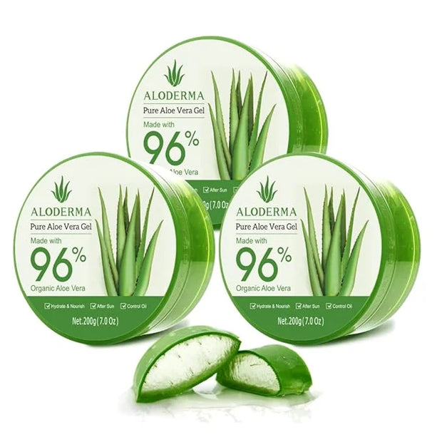 Aloderma Organic Aloe Vera Gel for Face Made within 12 Hours of Harvest, 96% Pure Aloe Vera Gel for Skin, Scalp, & Hair, S...
