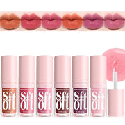 6 PCS Hydrating Lip Oil, Big Brush Head Lip Glaze Shiny Transparent Lip Glow Oil, Nourishing & Non-sticky Long Lasting Fre...