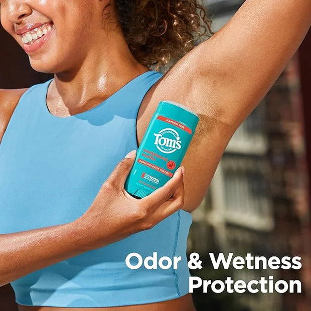Tom's of Maine Sandalwood Vanilla Aluminum Free Natural Deodorant For Women & Men | Goes on Clear | Odor & Wetness Protect...