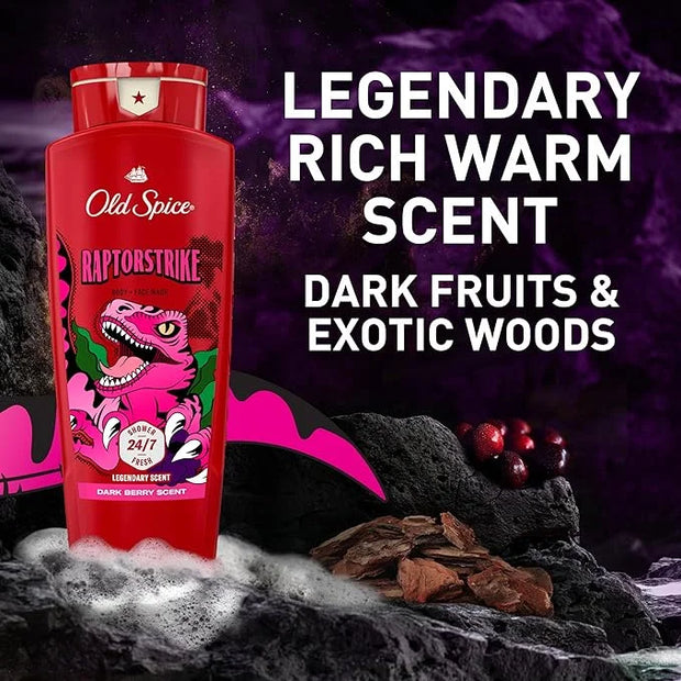 Old Spice Cleansing Body Wash for Men, 3X Defense, 24/7 Shower Fresh with Lasting Scent, 2-in-1 Body & Face Wash, Raptorst...