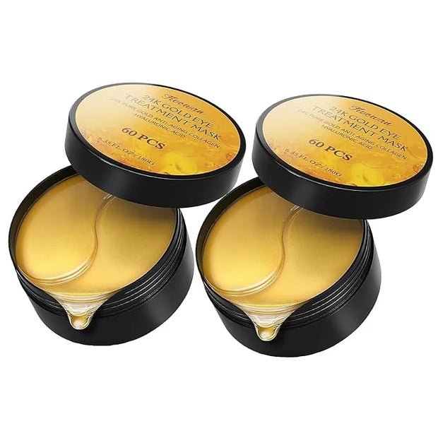 Fivewan 24k Gold Under Eye Patches - 120 Pcs Eye Mask Pure Gold Anti-Aging Collagen Hyaluronic Acid Under Eye Mask for Rem...