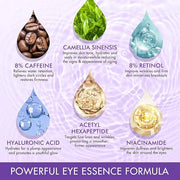 2 Packs Eye Serum for Dark Circles and Puffiness with 8% Caffeine 8% Retinol Hyaluronic Acid Niacinamide, Under Eye Cream ...