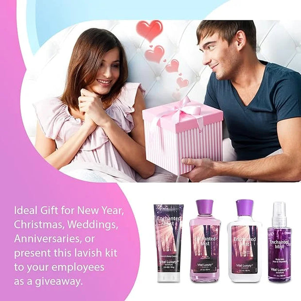 Bath & Body Kit, 3 Fl Oz, Ideal Skincare Gift Home Spa Set, Includes Body Lotion, Shower Gel, Body Cream, and Fragrance Mi...