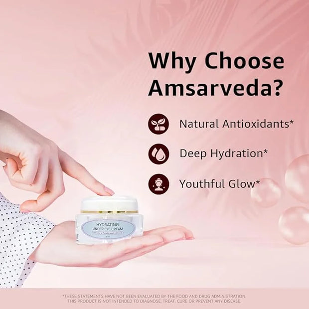 Amsarveda Hydrating Under Eye Cream - Enriched with Beneficial Ingredients from Aloe Vera, Pumpkin Seed & Almond Oil, Redu...