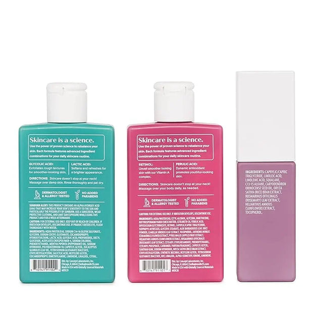 MEDIX 5.5 Best Sellers Travel Kit Skin Care Set - Retinol Body Lotion + Glycolic Acid Exfoliating Body Wash + 20% Vitamin ...