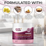 Ingrown Hair Treatment & Exfoliating Pads – 50 Pre-Soaked Wipes for Razor Bumps Treatment for Women – Skin-Smoothing Formu...