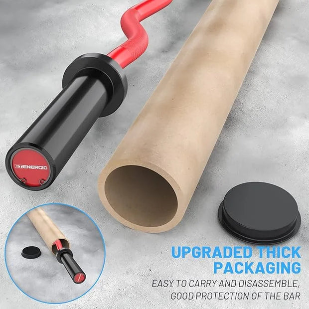 47" Olympic EZ Curl Bar 500-lbs Capacity Steel 2" Barbell - Product Image