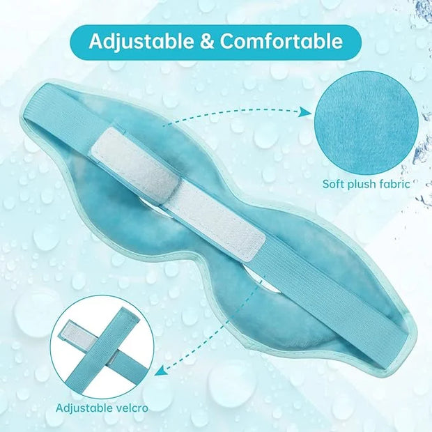 2 PCS Ice Eye Mask Reusable Ice Pack Hot/Cold Compress Gel Bead Cooling Mask for Puffiness/Dark Circles/Headaches/Migraine...