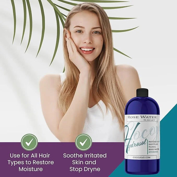 Rose Hydrosol Water Spray Toner 32 oz for Face Hydrating Mist Hydration Pure & Natural Rosewater Hydrosol All Skin Types F...