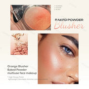 KYDA Baked Blush, Orange Glow Powder for Blush and Highlighter, High Glossy Finish, Lightweight Blendable Shimmer Blusher,...