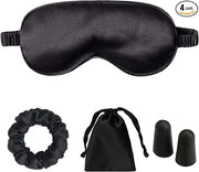 Silk Satin Sleeping Eye Mask, Black Sleep Eye Mask Night Blindfold for Women and Men, Soft Breathable Blackout Eyeshade Ey...